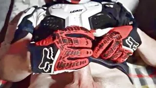Motocross outfit guy wanks his hard cock