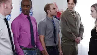 IR petite teen gangbanged and bukkake jizzed in office