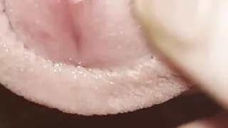 foreskin play close up with precum