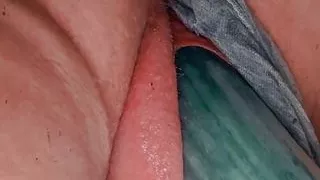 Tight pussy and big cucumber