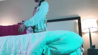 Celebrity Fucks Hot Trans Woman in Chastity Doggystyle