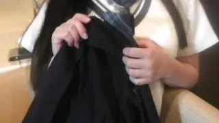 Sex after seeing a woman in a cute Japanese school uniform in her underwear.