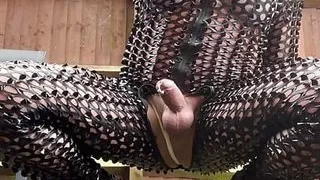 Amateur Crossdresser Kellycd2022 sexy milf masturbating out doors in pvc catsuit big cumshot in heels sissy