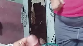 Horny stepmother swallows her stepson's whole cock until she gets all the cum out of him