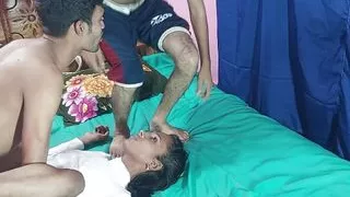 One white teen share two big black dicks tight pussy fucked hardcore