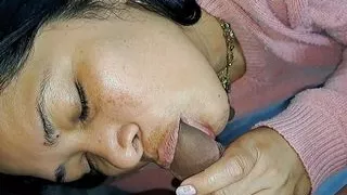 I interrupt my stepmother while she's watching TV so she can give me a rich blowjob