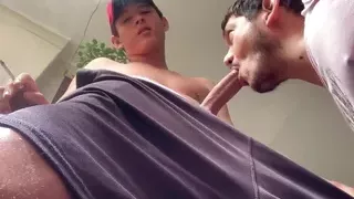 straight jock gets a nice blowjob close up