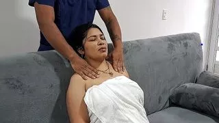 I am very stressed and this sexy young man helps me with a relaxing massage
