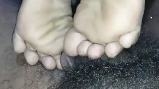 Desi wife footplay with hubby - footjob
