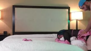 transsexual  in chastity fucked doggystyle