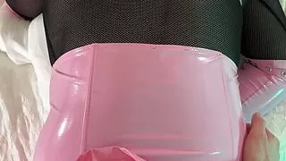 Trans Woman in Chastity Fucked Doggystyle POV