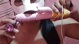 Pinay wife double penetration with my pink diamond dildo