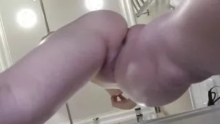 Here's a POV footage of my girl's shaved pussy and firm