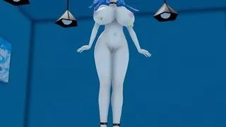 naked dancing beautiful blonde girl. huge breasts