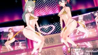 Touhou Project Series Hai Phut Hon In Tiger Striped Bikini School Reimu Hakurei And Sanae Kochiya