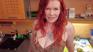 PEEPING Neighbor Guy Fucks redhead Busty MILF Ellie. She's his friend's Mom.