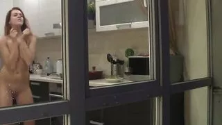 Watching my neighbour's naked sexy girlfriend goofing around