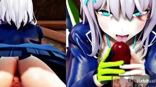 md R18 Leader Ichinose Asuna With Blowjob Show 3D Hentai public sex show