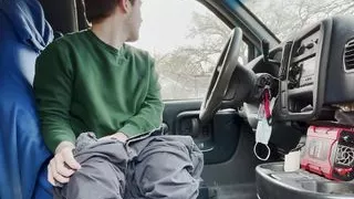 Young Guy Masturbates in the Work Truck - Anguish Gush