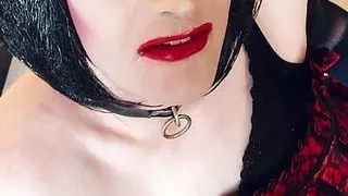 Sissy Slut so happy with cum in and around her painted red lips