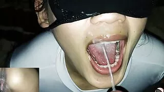 Milf stepmom gets fuck and massive cum mouth