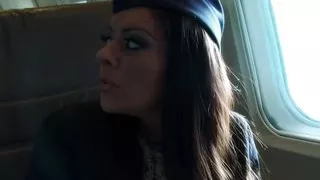 Lucky hunk gets to fuck two hot passenger babes on board an aeroplane