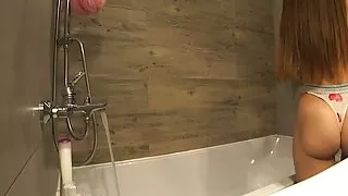 Cheating. Husband To Work And Wife Fucks In The Bathroom With A Friend. Anal Home