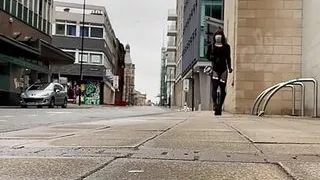 Shemale walking back to the home