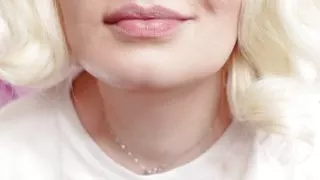 blonde cute MILF with braces - 1 full glass of pissing (no sound)