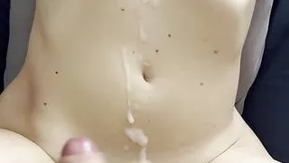 Pov anal shaking orgasm and cumshot on big boobs