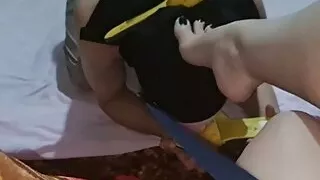 Cuckold husband licking and worship my feet