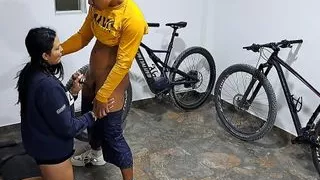 My cousin sucks my dick while we are in the garage pt2 we end up fucking against the wall