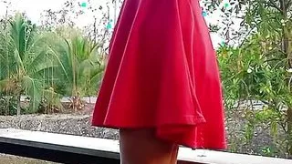 Dress up, sit and show horny.