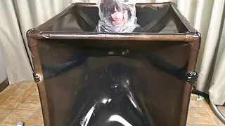 Fejira com Orgasm in a latex cage, played with by a vibrator