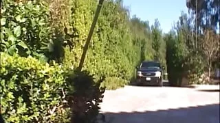 A tiny German girl loves getting her mouth filled by two loaded cocks