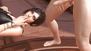 Ada Wong Throat Fucked while laying on her back : Resident Evil