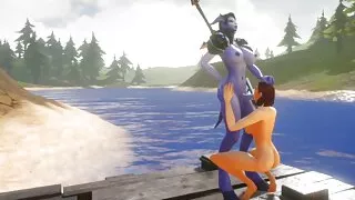 Futa Draenei Fucks a Girl's Ass next to a Lake : Warcraft Porn Parody