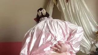 In pink nightie and undress