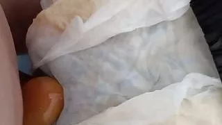 Solo Wet diaper sex with condom