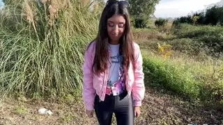 Caught a pissing girl and took her to the mountains to fuck