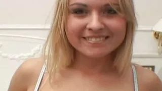 Outstanding German blonde gets her tits sprayed in POV
