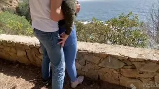 A great blowjob outdoors with my horny young wife and wonderful views, swallowing cum