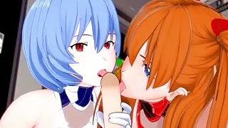Asuka and Rei give a blojob in POV : Neon Genesis Evangelion 3D Hentai Parody