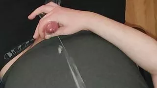 Shoot a massive load in front of desk because im verry horny today