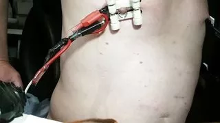 electro-stim bipolar nipple clamp and big clamp on the other under the orders of miss juju
