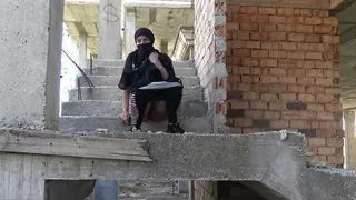 Horny muslim woman masturbating outdoor in public