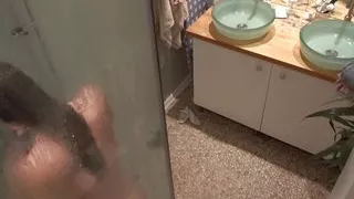 Naked girl shaves her armpits and pubes in the bathroom