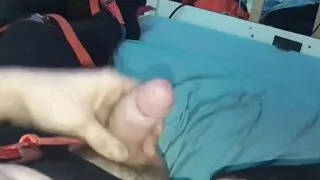 Horny Guy Humping his own hand in Bed and Moaning