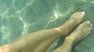 nylondelux nude pantyhose in the sea