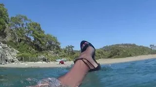 highheel and pantyhose on the beach
